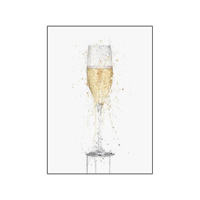 Abstrato moderno vidro champanhe pintura em tela arte da parede cartazes e impressões para sala de estar cozinha decoração quadro