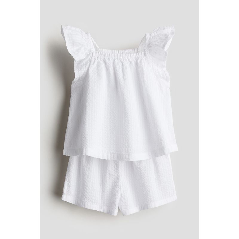 

HM Children s Clothing Infant Suit (Girl) 2-Piece Set Autumn Breathable Baby Sleeveless Short Sleeve Shorts 1123543 White 66/48