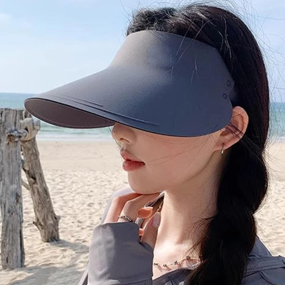 

Breathable Women Sun Hat Foldable Beach Cap Simple Seamless Visor Cap Sunshade чорний
