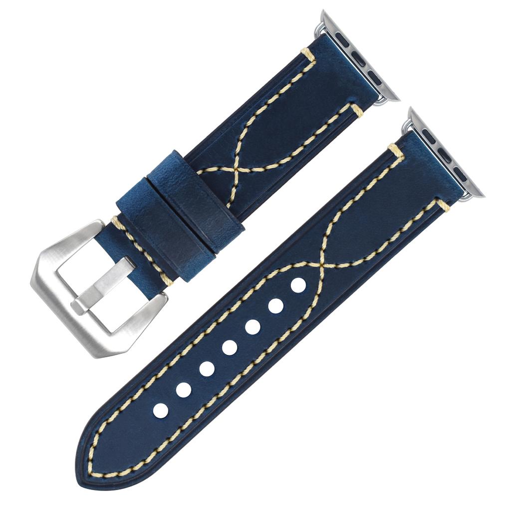 Apple Strap Apple Iwatch7 SE 6 5 4 Genuine Leather First Layer Stainless Steel Pin Buckle Leather Strap Men