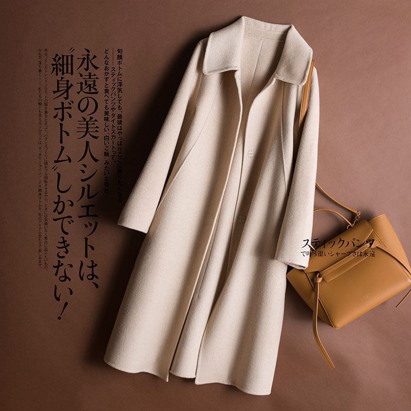 Autunno e inverno stile coreano cappotto in lana sintetica cappotto per donne temperamento casual abito da mamma colletto da bambola lunghezza media stile Hepburn