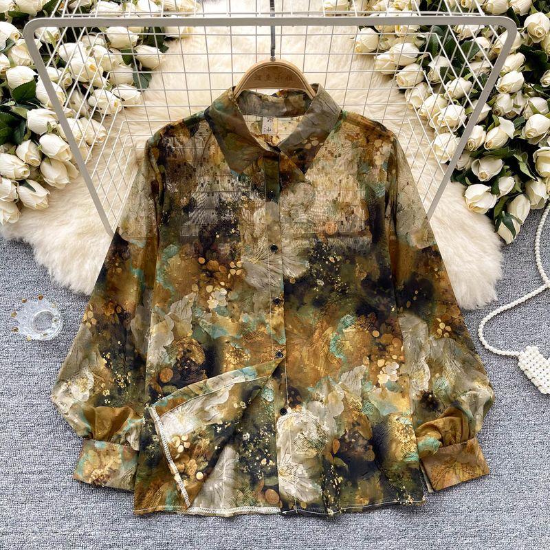 

Work Clothing All-Matching Shirt Women s 2024 Spring/Summer Thin Stylish Print Loose Make You Look Younger Fashionable Long Sleeves Shirt Tops Color 26 All yards