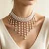 French Court Tassel Embroidered Pearl Choker Wedding Gown Necklace