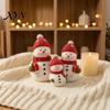 Resin Snowman Decoration Christmas Figurine, Cute Family of 3 Statue with Santa Mini Figurine Hat, Red Scarf, Holiday Tabletop Ornament for