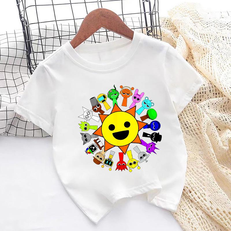 Sprunki Character Game Print Cartoon Cute Kids T Shirt Girls Summer Tops Baby Boys Clothes Children Short Sleeve O-Neck T-shirts