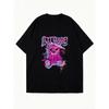 Oversized T Shirt Black Attitude Be Yourself Bear Graffiti Print Casual Streetwear Fashion Women Summer Top