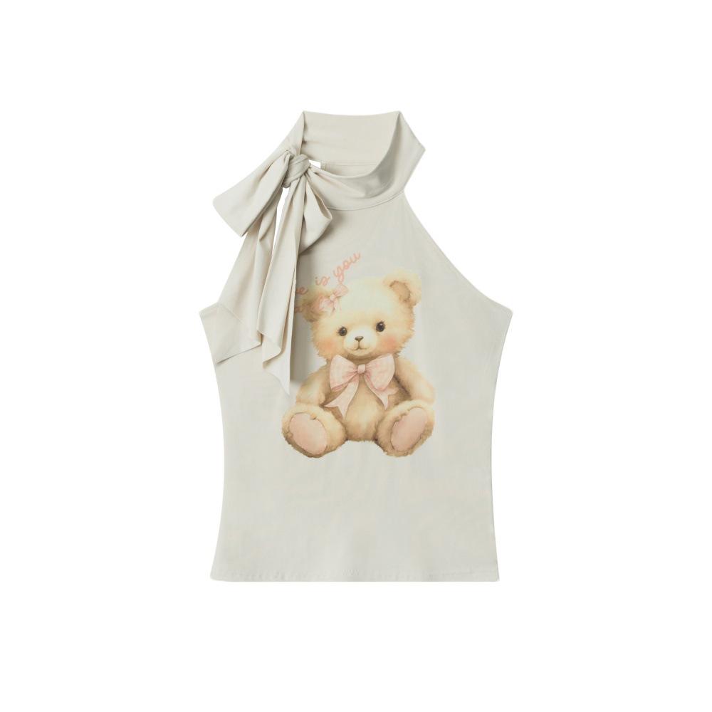 HeyHenry Little Bear Halter Bow Tank – Women s Summer Sleeveless Top Medium абрикосовый света