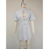 Vestito Mini Casual da Donna alla Moda a Pois con Intagli e Maniche a Sbuffa a Manica Corta con Collo Alto