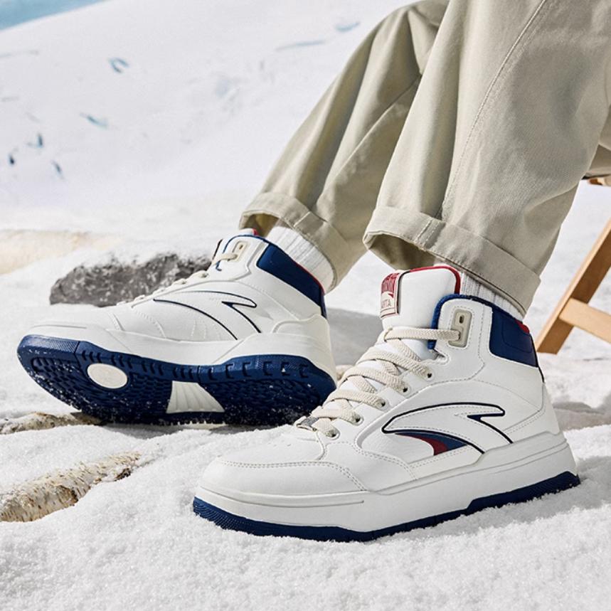 New Anta 982 Warm Anti Slip And Wear Resistant High Top Skateboard Shoes Men's White Blue Red 112448961-1