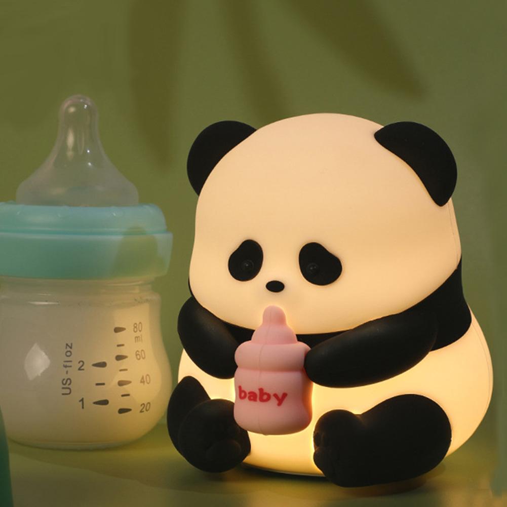 Panda LED Night Light 3 Level Dimmable Touch Bedroom  Decoration Bedside Table Cute Silicone Lamps Room Decor Lighting Lamps