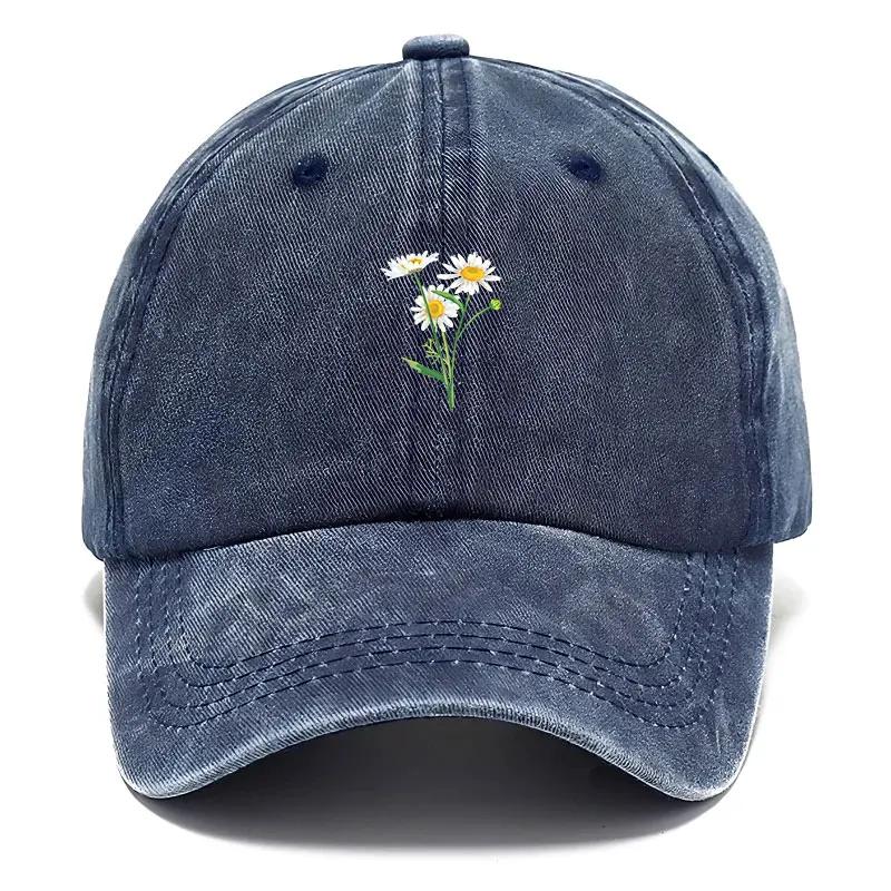 Cappellino Cotone Lavato Vintage Stile Papà Moda Streetwear Hip Hop Regolabile Per Uomo E Donna Casual Estivo Cappellino Ricamo Fiori Baseball