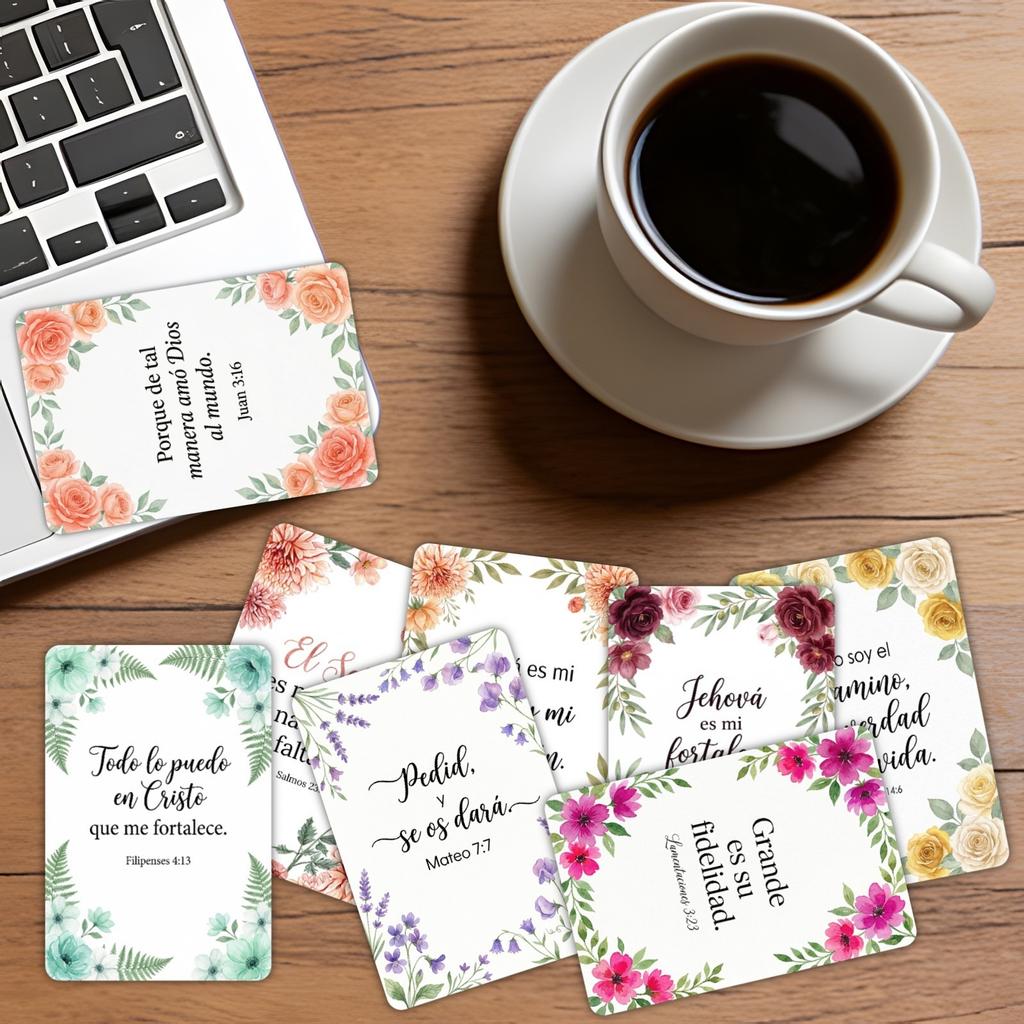 36 Spanish Scripture Cards Watercolor Flower Blessing Cards Hand Account Decorative Tabletop Ornament Cards