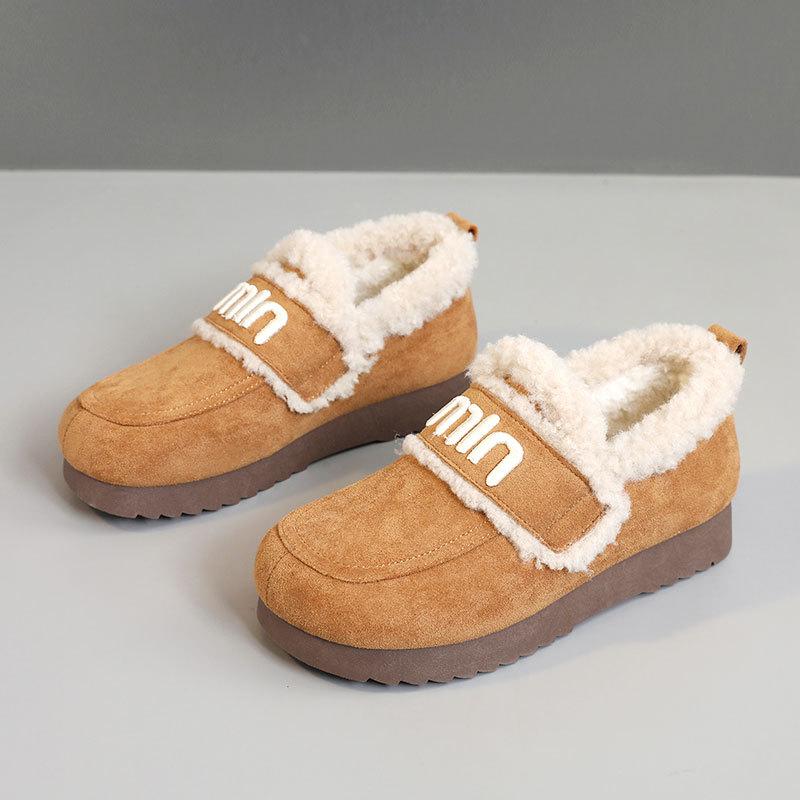 

[Customized] BR092 new 2025 autumn and winter warm cotton shoes women s shoes thick baseplate shoes splicing velvet students 35