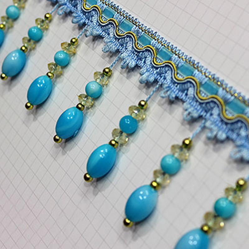 1M Akrylová Korálková Krajková Záclona Šití Střapec Okraj Čalounická Stuha Ozdoba DIY pro Šití Záclonové Doplňky Dekor Evropský Nový