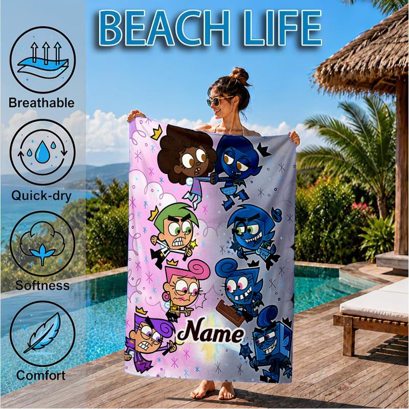Custom Name Friendship Through Time Beach Towel Microfiber Beach Towel, Lightweight and Quick-Dry, for Summer Travel, Swimming Pool Gift
