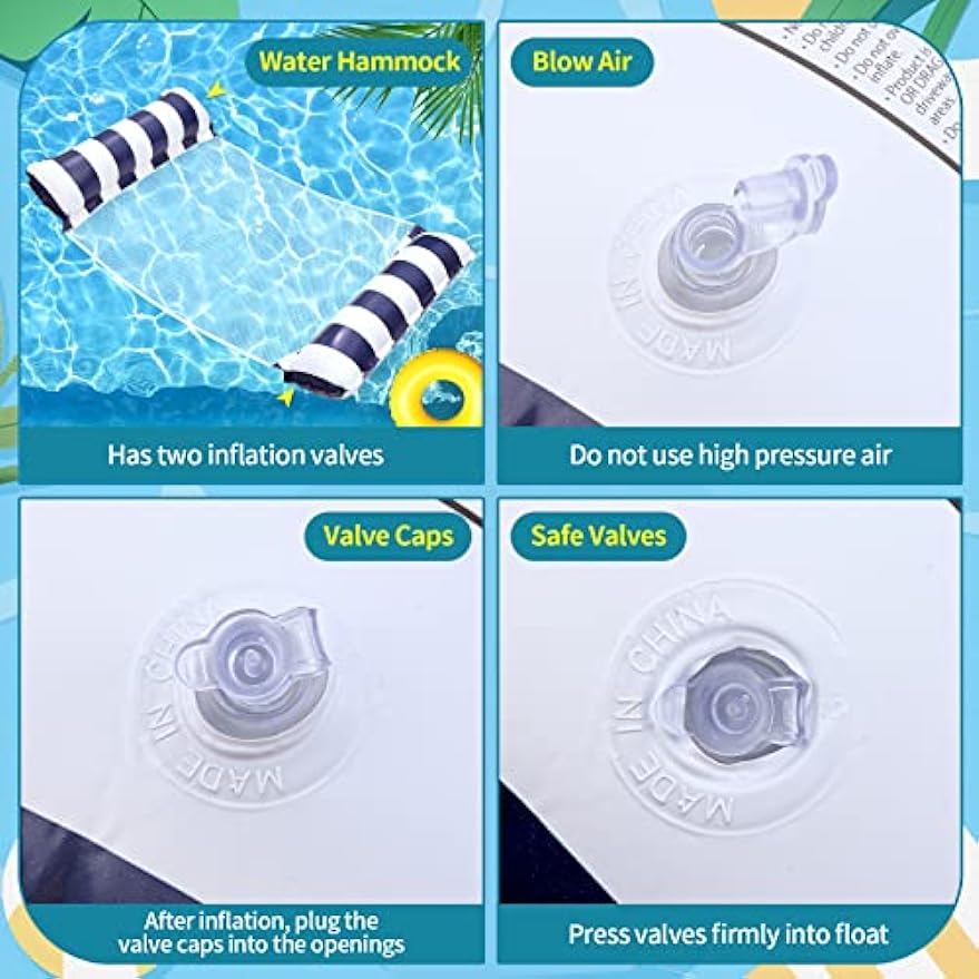 Air Mattress Pool Accessories Fun,Water Hammock,4 In 1 Inflatable Water Hammock Adults and Kids, Water Hammock Air Mattress Pool Swimming Pool Beach