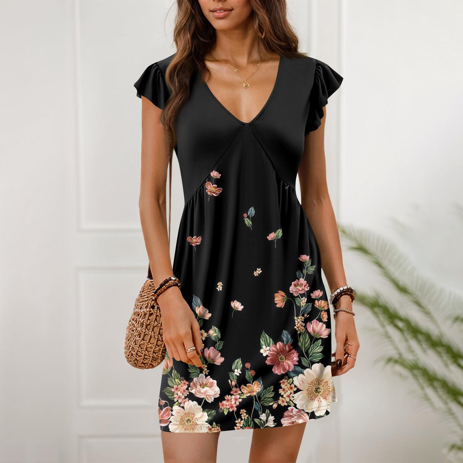 

Женские летние платья, свободные сарафаны без рукавов с U-образным вырезом и карманами L чёрный