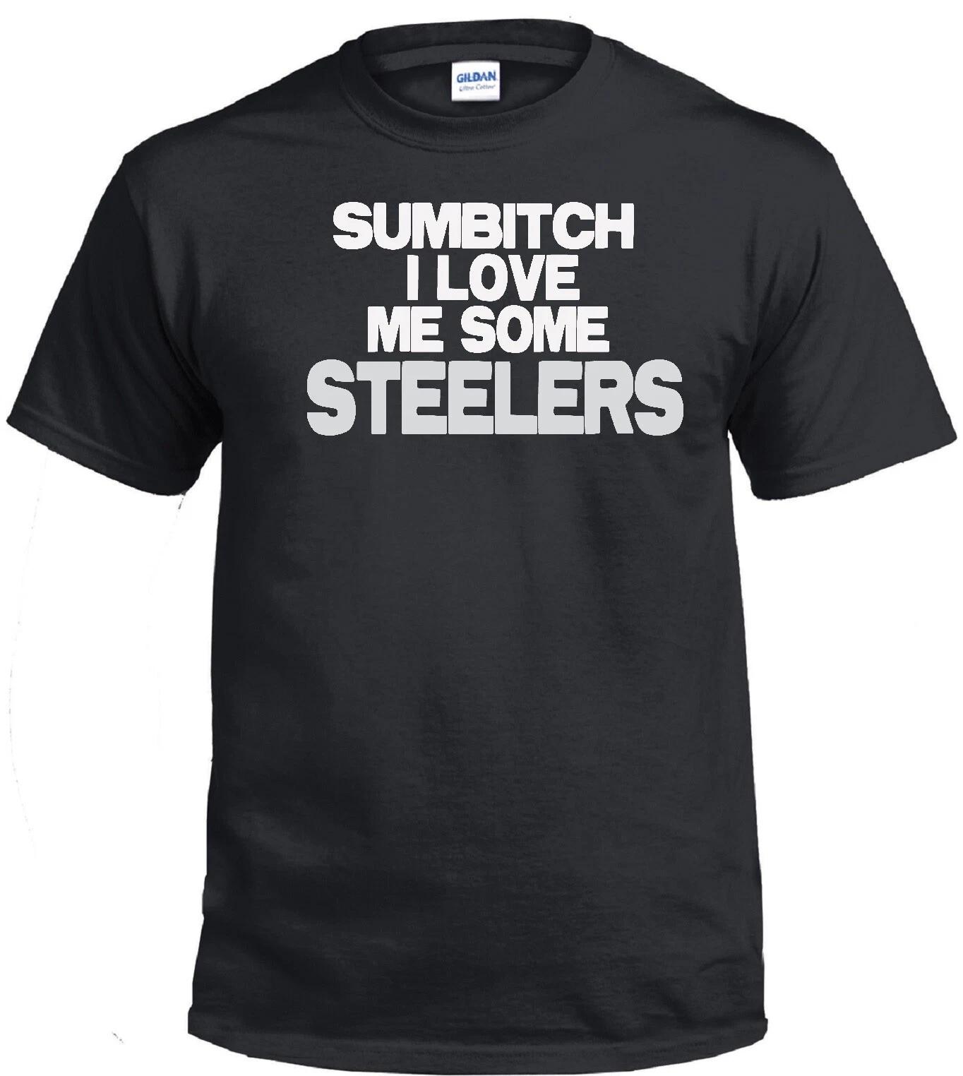 

STEELERS SUMBITCH FOOTBALL FAN JERSEY BLACK T-shirt S