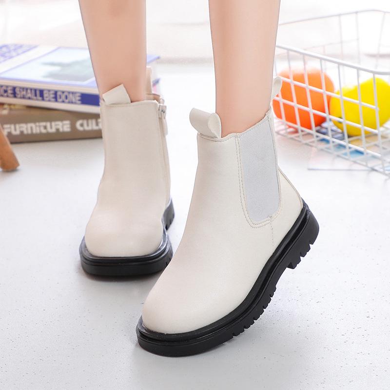 Children's 2025 Autumn/Winter Casual Leather Boots - Soft Sole Korean-Style Martin Boots for Medium & Large Kids