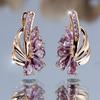 Water drop half flower multi-sided flash white diamond earrings, exquisite and elegant party diamond earrings