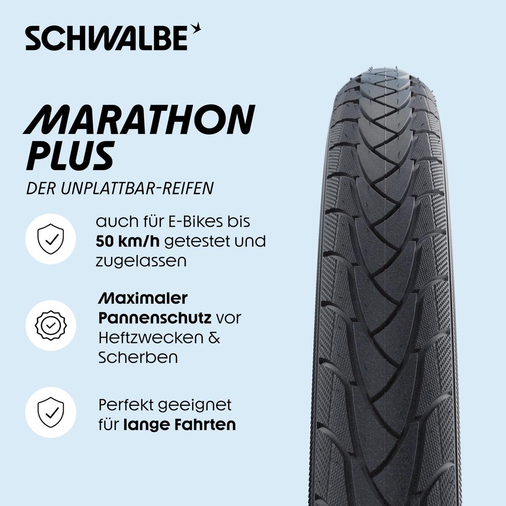 SCHWALBE Marathon Plus 20x1.35 Clincher Tire (Authentic) [For Touring, Small Bikes, and City Riding]