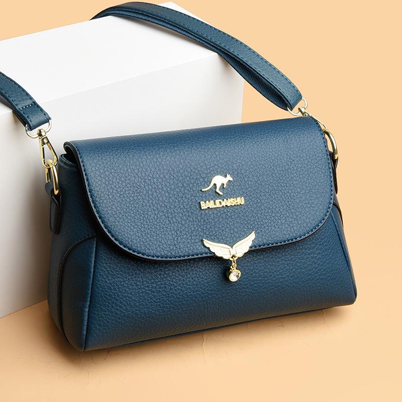 New Shoulder Bag Fashionable Crossbody Bag Women's Soft Leather Bag Middle-aged Mother Bag Versatile Square Bag
