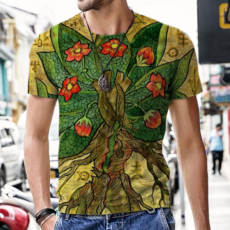 2022 Summer Latest 3d Printing Tarot style Men's Fashion Harajuku Short-Sleeved O-Neck Men's Oversized T-Shirt Men clothing Tops