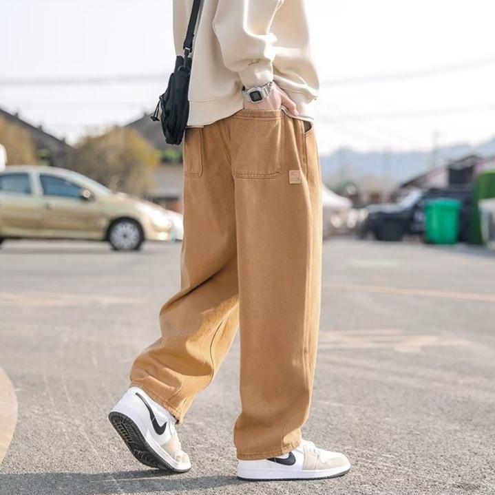 Men's casual pants straight loose overalls spring and autumn men's solid color popular trendy brand sports casual pants