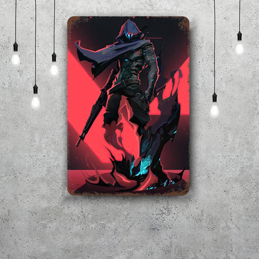 Cypher Valorant Vintage Metal Tin Signs Posters Decor Retro Metal Plaque Wall Art Decor for Garage Bar