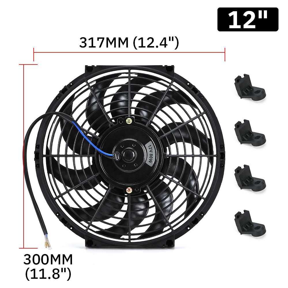 

Универсальный 7, 9, 10, 13 дюймов, 12 В, 80 Вт, 2100 об/мин, тип S, прямой черный лезвие, электрический вентилятор радиатора, комплект чёрный
