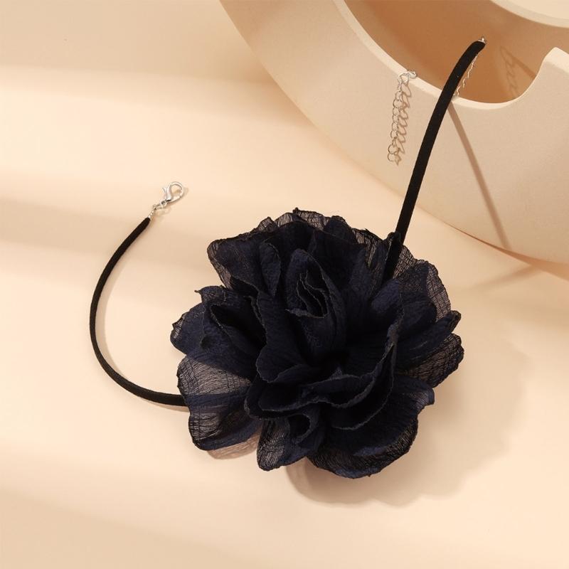 Flower Choker Necklace Soft Korean-Velvet Material Flower Choker Flower Choker Cloth Accessories for Women Teen Girls
