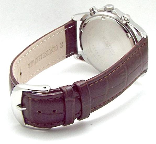 SEIKO Chronograph Watch with Genuine Leather Officially Distributed In Japan by Black and Deep Brown Strap, Seiko, Strap, SND367P1-DB [Used]
