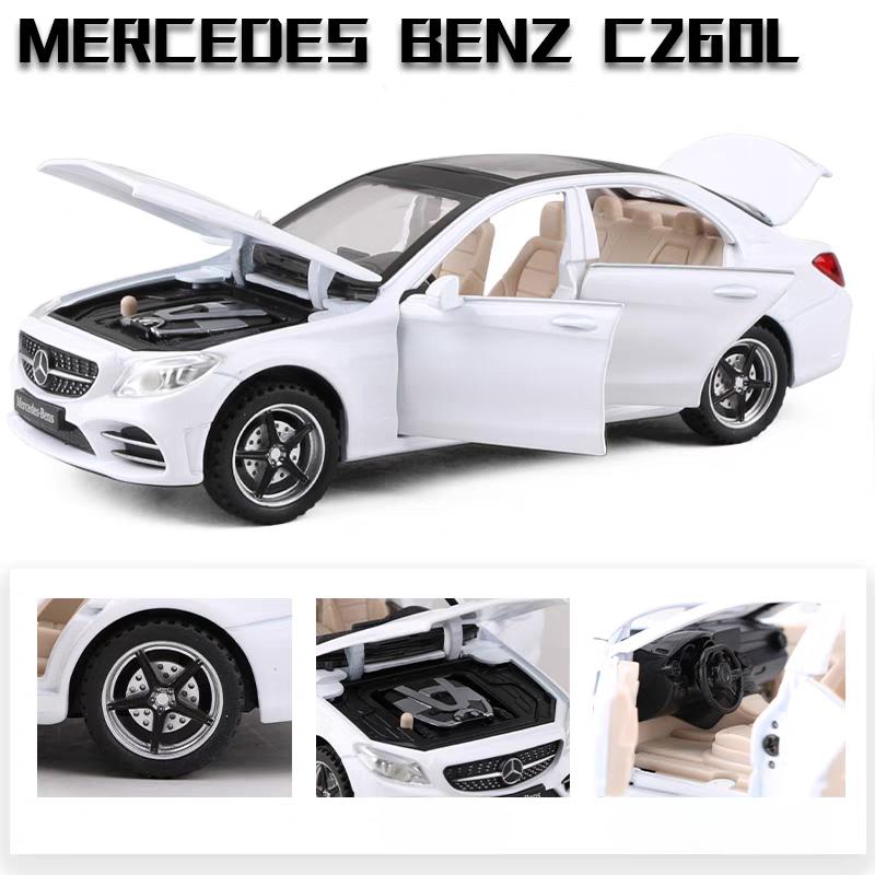 Mercedes Benz C260L Simulation Diecast & Toy Vehicles Sounds & Light Pull Back Car 1:32 Alloy Model Gifts For Children