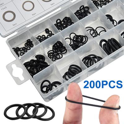 200Pcs Oil-proof Washer Combo Set Waterproof Seal Nitrile Rubber Bands Sealing Elastic Band O Rubber Rings Set