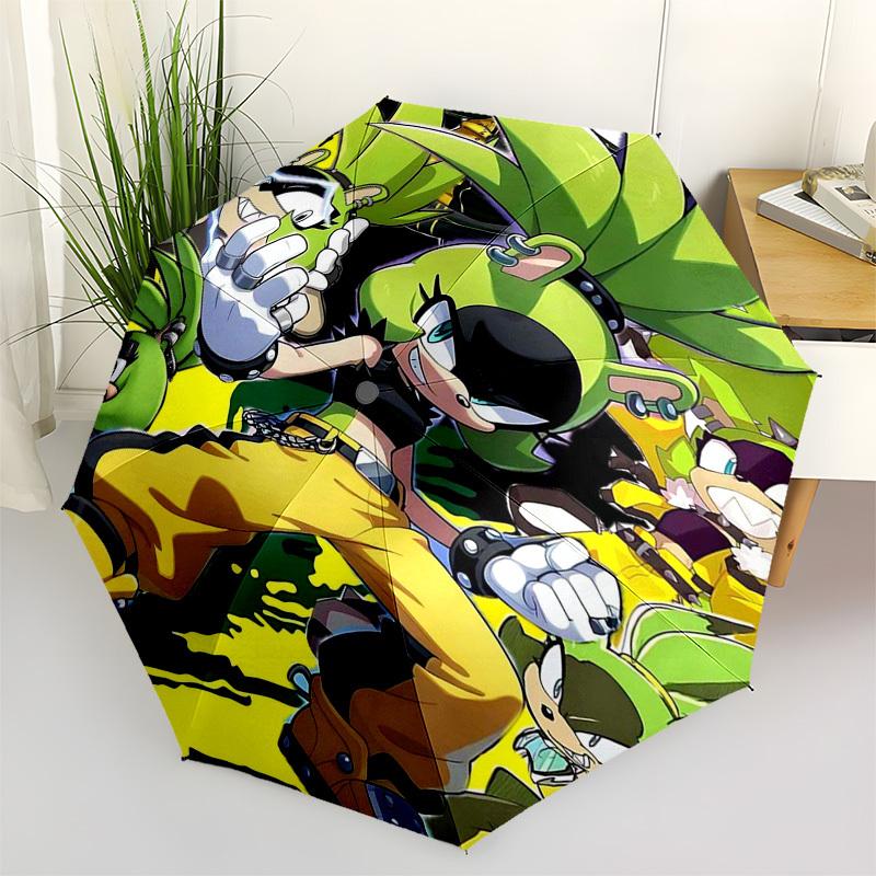 

1pc Sonic the Hedgehog Inspired Automatic Opening/Closing Outdoor Umbrella, 8 Bone Iron Frame, Outdoor Protection for Fans, Travelers, Everyday U
