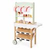 Wooden Ice Cream Stand - GINGER HOME - Decorative Awning - Shelves &; Wheels - Pastel Tones, MDF 44/57x28x95.5 Cm