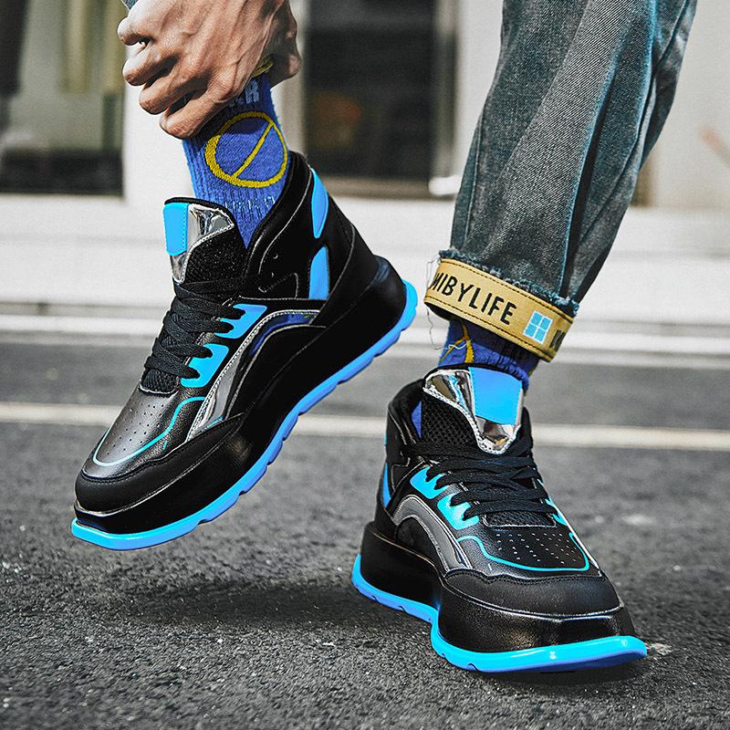 Spring Men's High Top Board Shoes Thick Sole Trend Casual Shoes Outdoor Anti-slip Wear Sports Board Shoes