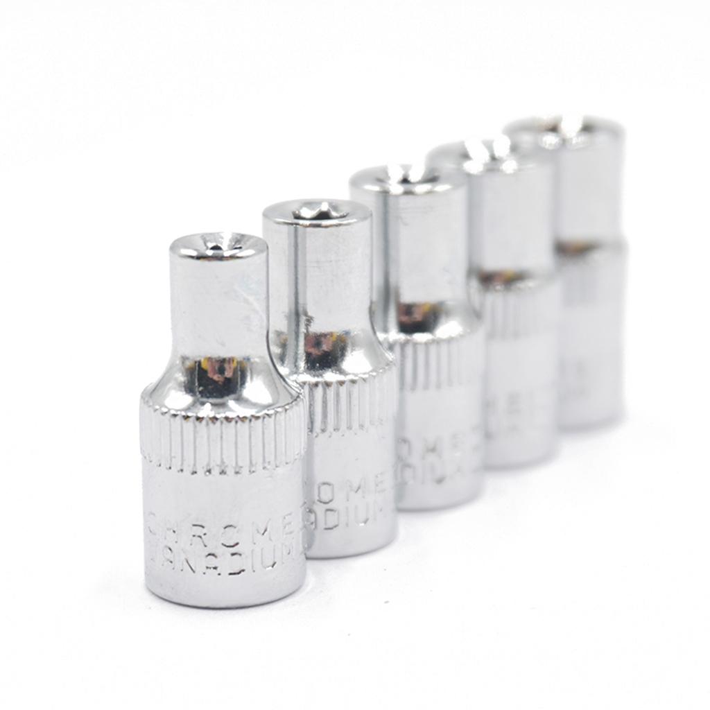 E4 E5 E6 E7 E8 Socket Wrench Set Torx Star Bits External Female E Socket Set Automotive Car Shop Tools 1/4 Inch(6.3mm)