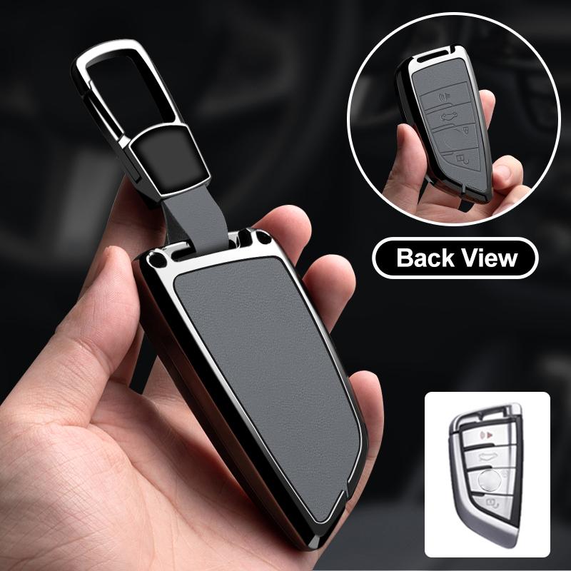 Zinc Alloy Leather Car Key Fob Case For Bmw X1 X3 X4 X5 X6 X7 1 3 5 6 7 Series G20 G30 F39 520 525 G11 F15 F16 G01 G02 F48