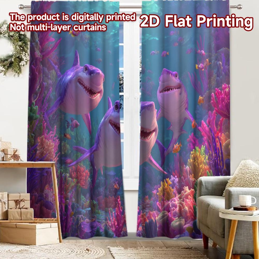 

2pcs, 2D FLAT PRINTING Curtains (Without Rod) Ocean Harmony(3) Holiday Halloween Christmas Printed Curtains Versatile Fabric 52.50 × 116.00 cm 2 pcs