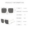 [LumiSyne] Extra Large Square Sunglasses for Men and Women, Metal Frame, Semi-Rimless, Tinted Clear Lenses, Retro Fashion Glasses, UV400 Cut, Shade,