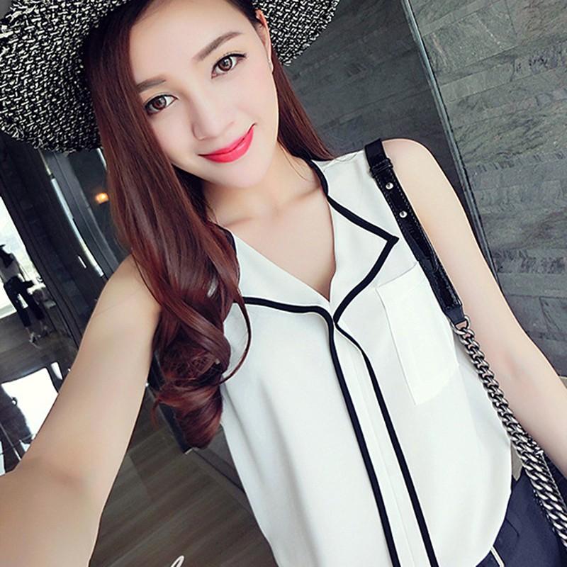 

Літня жіноча сорочка з V-подібним вирізом і без рукавів, шифоновий жилет 2XL