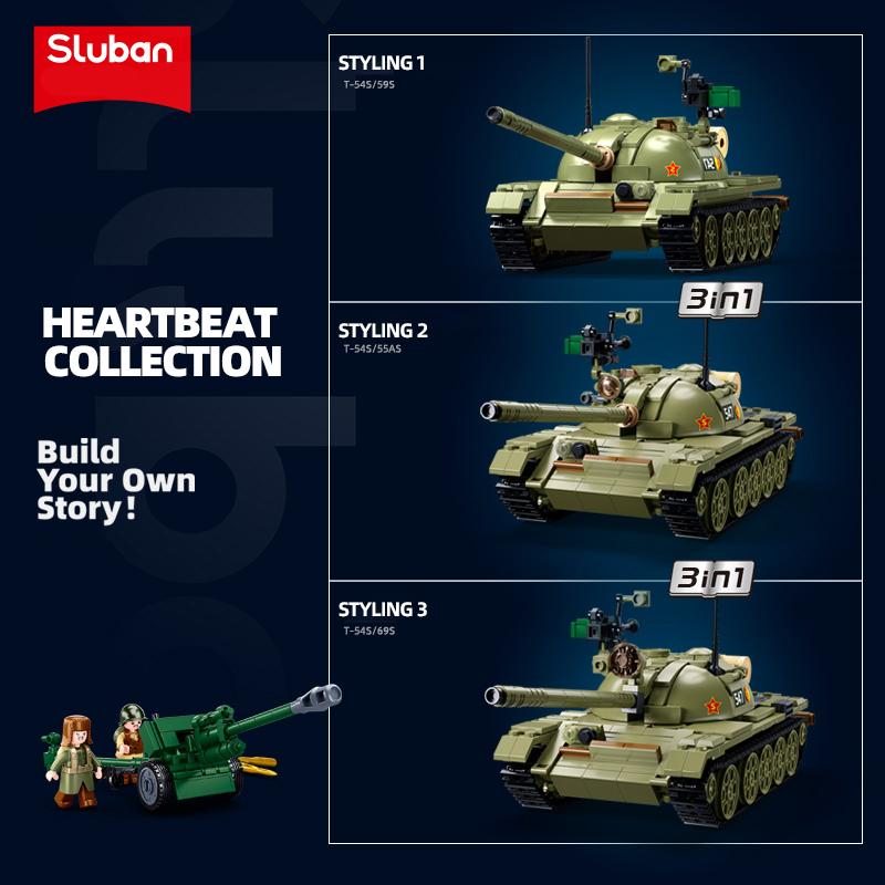 Non-Toxic 604Pcs Army T-54S Medium Tank Model Bricks Ww2 Tank Weapon Building Blocks Set With Figure Educational Diy Toys For Children