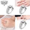 Exquisite Silver Floral Leaf Ring For Women Creative Zirconia Jewelry Ideal Gift