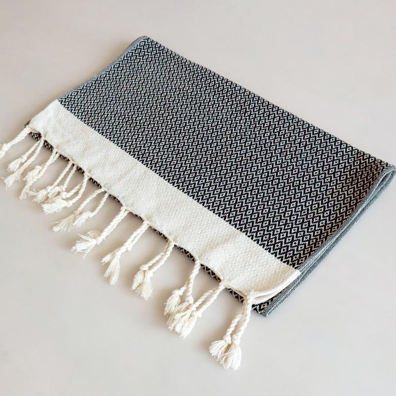 Household tassel fabric napkin, polyester-cotton dyed tea towel, refrigerator, washing machine dust cloth чёрный