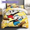 Cuphead Cute Cartoon Pattern Bedding,Quilt Set Quilt Cover Pillowcase Home Birthday Gift (1 * Duvet Cover + 2 * Pillowcase, Without Core)