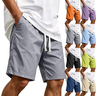 Men's Casual Quick Dry Drawstring Shorts Lightweight Breathable Five-Point Beach Pants Suitable for Outdoor Activities and Daily Wear