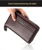 Men's High-Capacity Luxury Wallet and Phone Bag with Double Zipper and Multiple Card Slots