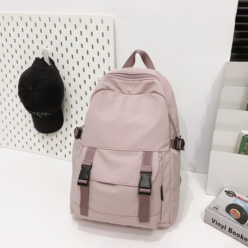 Solid Color Backpack Men's Nylon Waterproof Large Capacity Lightweight Travel Backpack Student School Bag