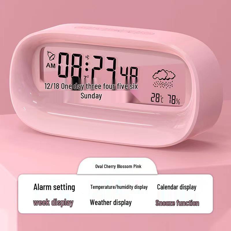 

Minimalist Smart Cartoon Alarm Clock with Digital Calendar & Night Light, Transparent Design, Multifunctional for Students